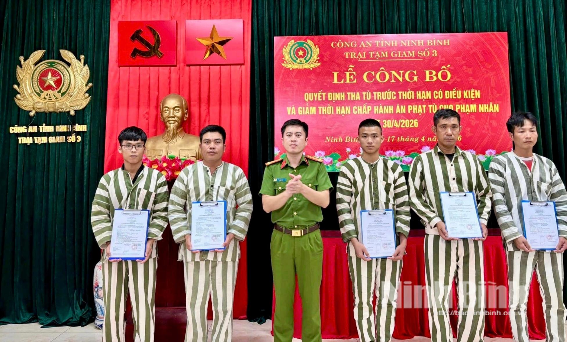 Công an tỉnh công bố Quyết định giảm thời hạn chấp hành án phạt tù dịp 30/4/2026.