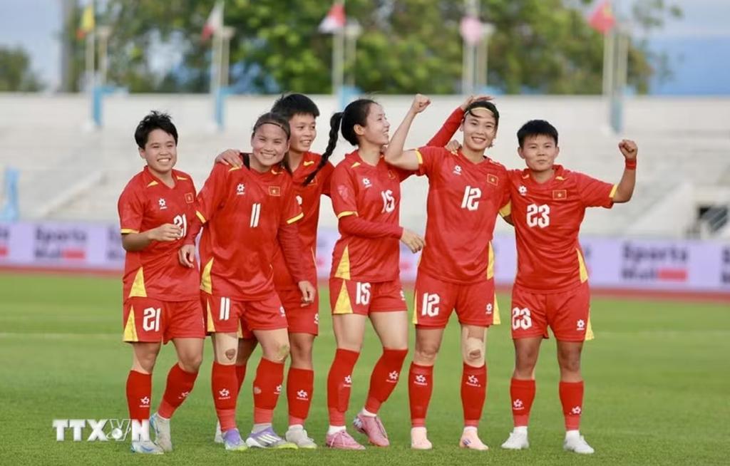 Đội tuyển bóng đá nữ Việt Nam xếp hạng 37 thế giới. (Ảnh: TTXVN)