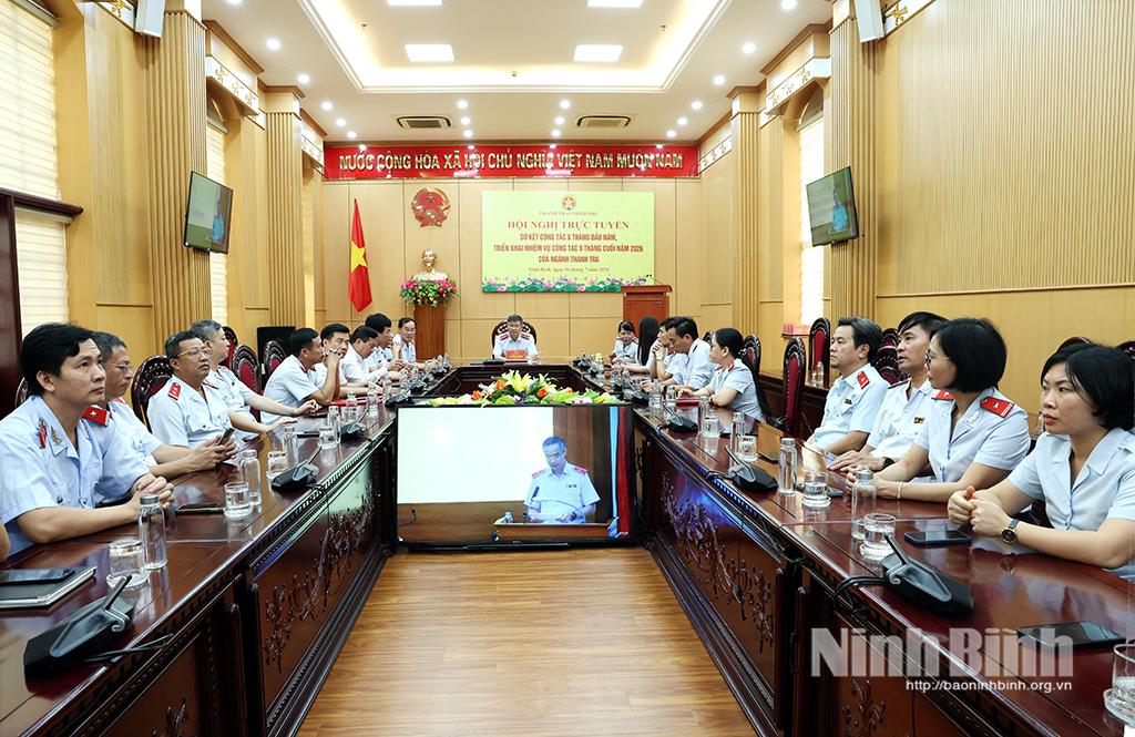 Quang cảnh hội nghị tại điểm cầu Ninh Bình.