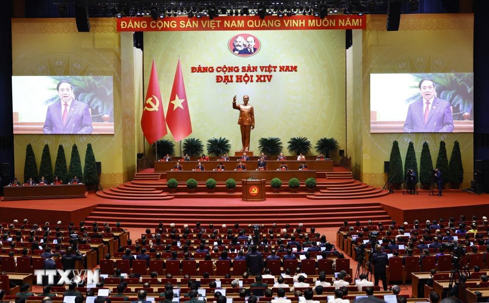 Toàn cảnh phiên bế mạc Đại hội XIV của Đảng.