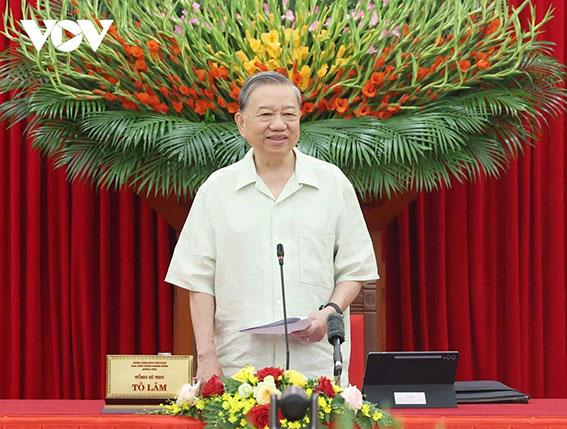 Tổng Bí thư Tô Lâm phát biểu tại cuộc họp.