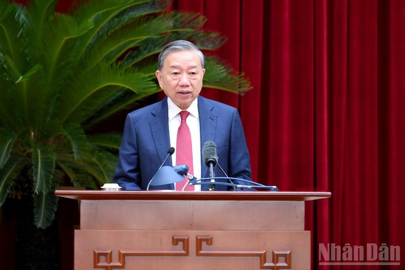 Tổng Bí thư Tô Lâm phát biểu khai mạc Hội nghị lần thứ 14 Ban Chấp hành Trung ương Đảng khóa XIII. (Ảnh: ĐĂNG KHOA)