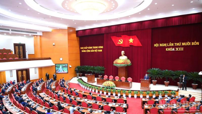 Hội nghị lần thứ 14 Ban Chấp hành Trung ương Đảng khóa XIII. (Ảnh: ĐĂNG KHOA)