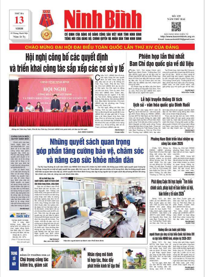 Ninh Bình thời sự số 139 (13/1/2026)