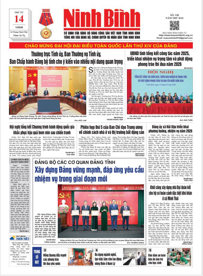 Ninh Bình thời sự số 140 (14/1/2026)