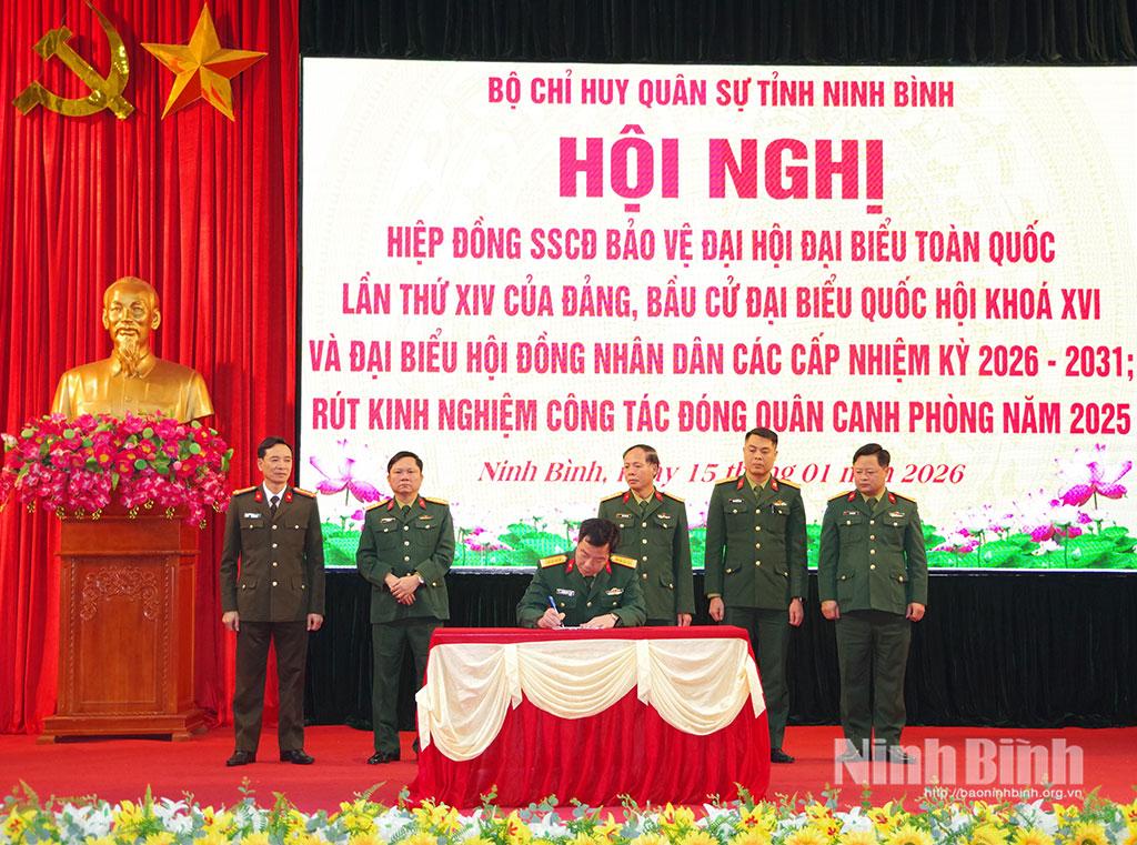 Các cơ quan, đơn vị ký kết biên bản hiệp đồng và quy chế phối hợp bảo vệ an toàn Đại hội đại biểu toàn quốc lần thứ XIV của Đảng, bầu cử đại biểu Quốc hội khóa XVI và đại biểu Hội đồng nhân dân các cấp nhiệm kỳ 2026 - 2031.