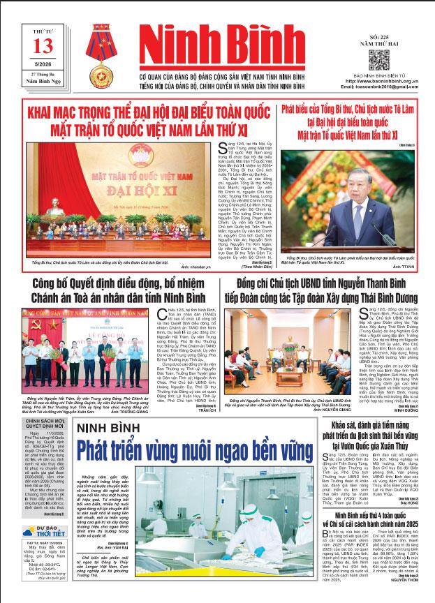 Ninh Bình thời sự số 225 (13/5/2026)
