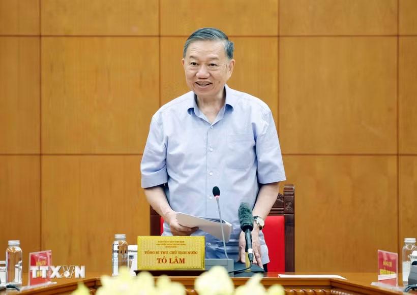 Tổng Bí thư, Chủ tịch nước Tô Lâm phát biểu chỉ đạo. (Ảnh: Thống Nhất/TTXVN)