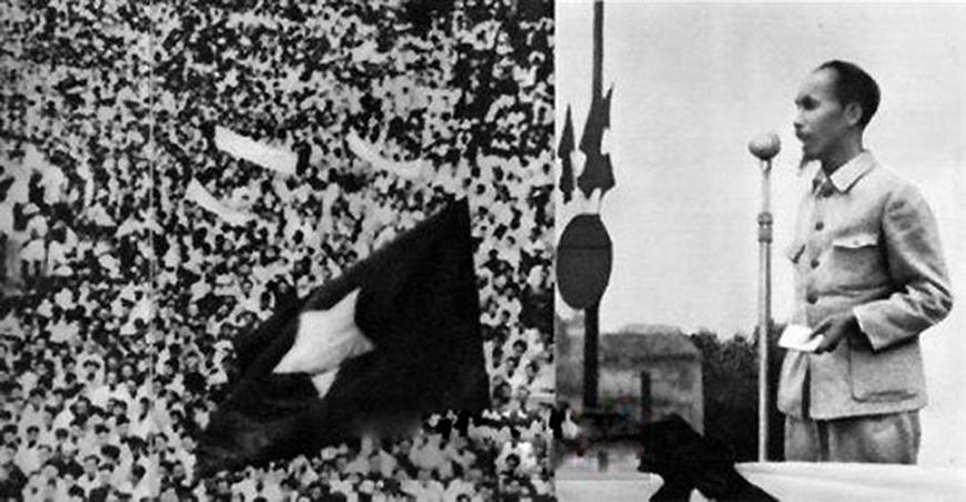 Ngày 2-9-1945, tại Quảng trường Ba Đình, Hà Nội, Chủ tịch Hồ Chí Minh đọc bản "Tuyên ngôn độc lập", khai sinh ra nước Việt Nam Dân chủ Cộng hòa. Ảnh tư liệu