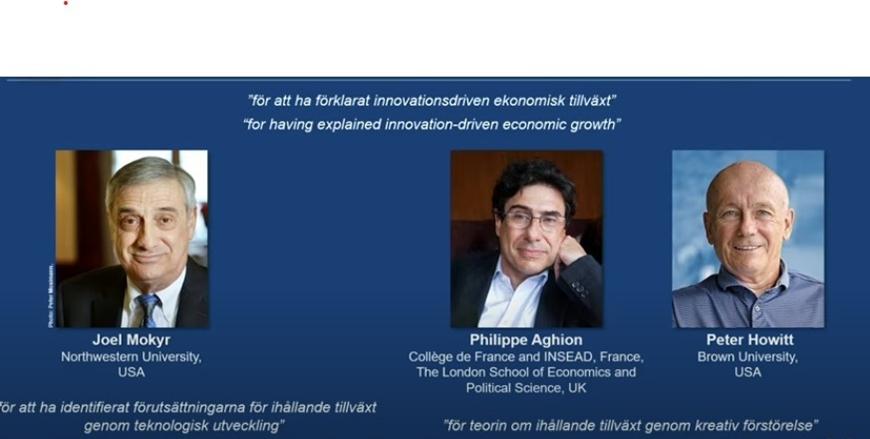 Ba nhà kinh tế học đoạt Giải Nobel Kinh tế 2025. Ảnh: tienphong.vn