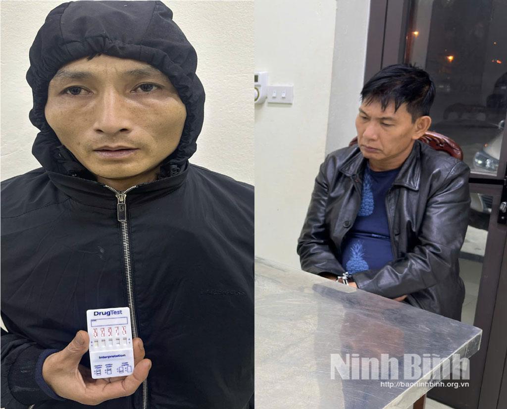 Hai đối tượng Lã Mạnh Quý và Đinh Công Quỳnh tại cơ quan Công an.