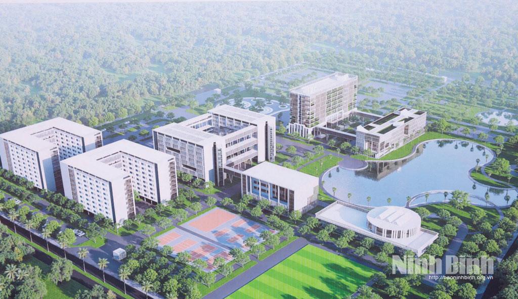 Phối cảnh Dự án đầu tư xây dựng mở rộng không gian, xây dựng cơ sở đào tạo của Học viện Ngân hàng tại Khu Đại học Nam Cao, tỉnh Ninh Bình. Ảnh: Lê Dũng