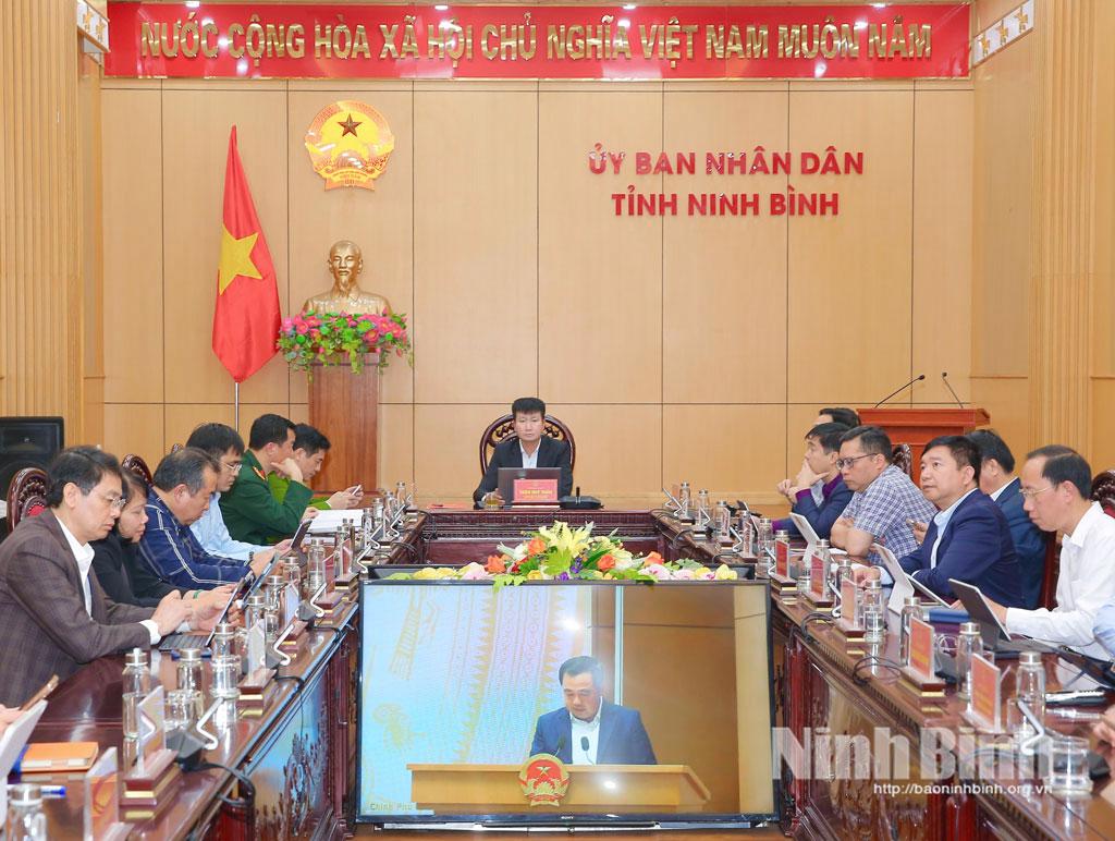 Quang cảnh hội nghị tại điểm cầu tỉnh Ninh Bình.