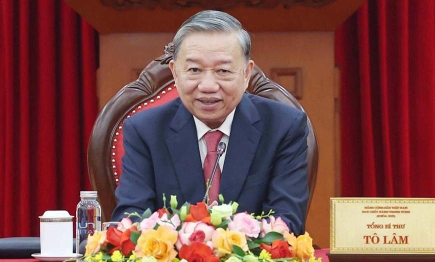 Tổng Bí thư Tô Lâm trong cuộc điện đàm với Tổng thống Trump hồi tháng 7-2025. Ảnh: TTXVN