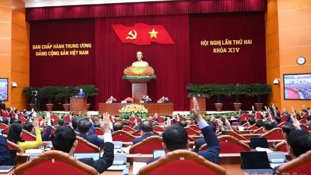 Toàn cảnh phiên bế mạc Hội nghị lần thứ hai Ban Chấp hành Trung ương Đảng Cộng sản Việt Nam khóa XIV. (Ảnh: ĐĂNG KHOA)