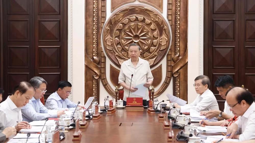 Tổng Bí thư, Chủ tịch nước Tô Lâm phát biểu chỉ đạo. (Ảnh: THỐNG NHẤT/TTXVN)