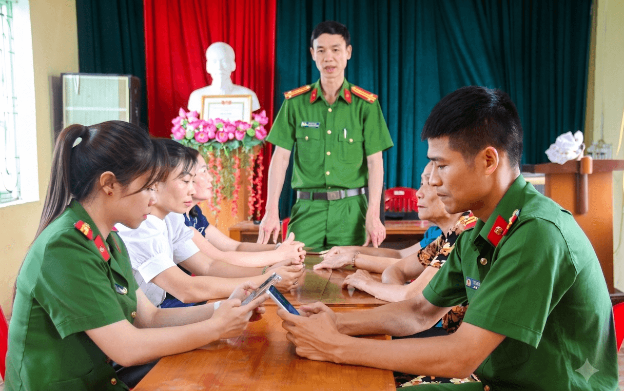 Công an phường Phù Vân đánh giá hoạt động mô hình “Zalo an ninh, trật tự của Cảnh sát khu vực” tại tổ dân phố Kim Thượng.