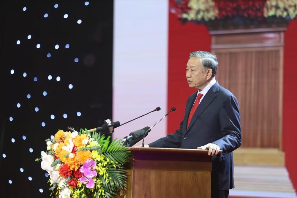 Tổng Bí thư, Chủ tịch nước Tô Lâm phát biểu tại buổi lễ. (Ảnh: NGÔ TUẤN)