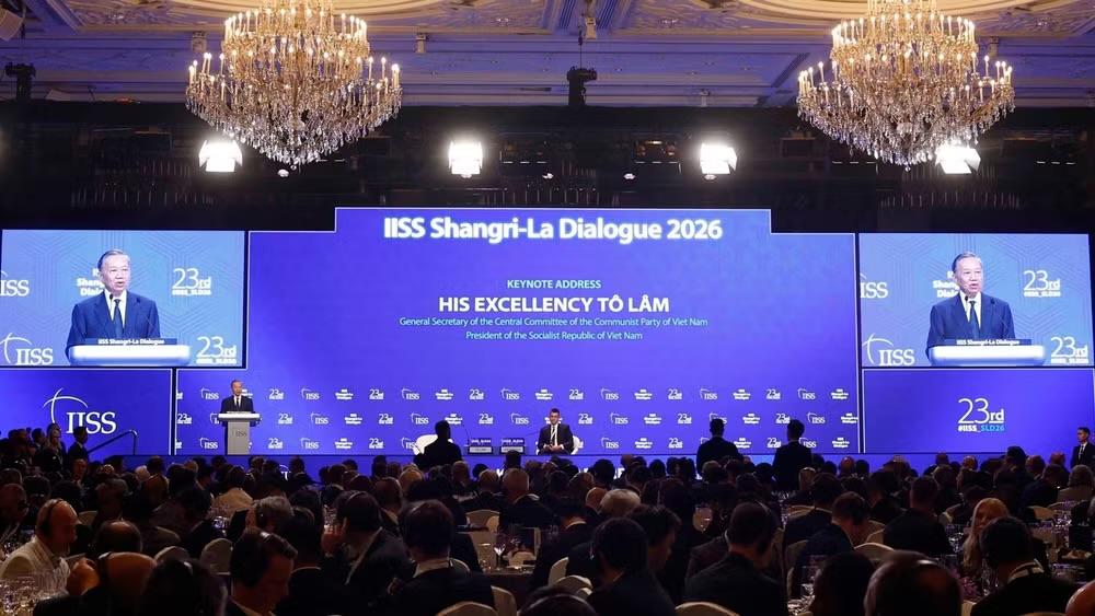 Tổng Bí thư, Chủ tịch nước Tô Lâm phát biểu dẫn đề tại Đối thoại Shangri-La lần thứ 23. (Ảnh: TTXVN)