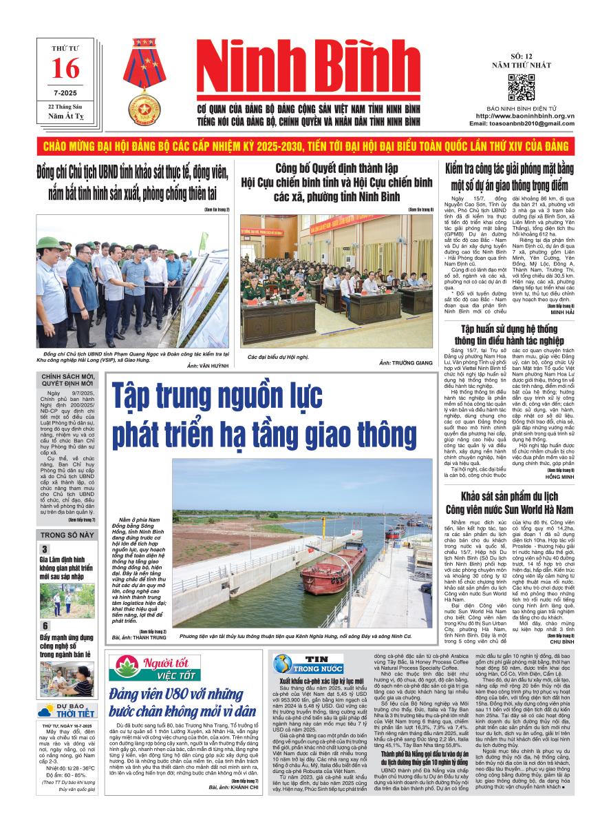 Ninh Bình thời sự số 12 (16/7/2025)