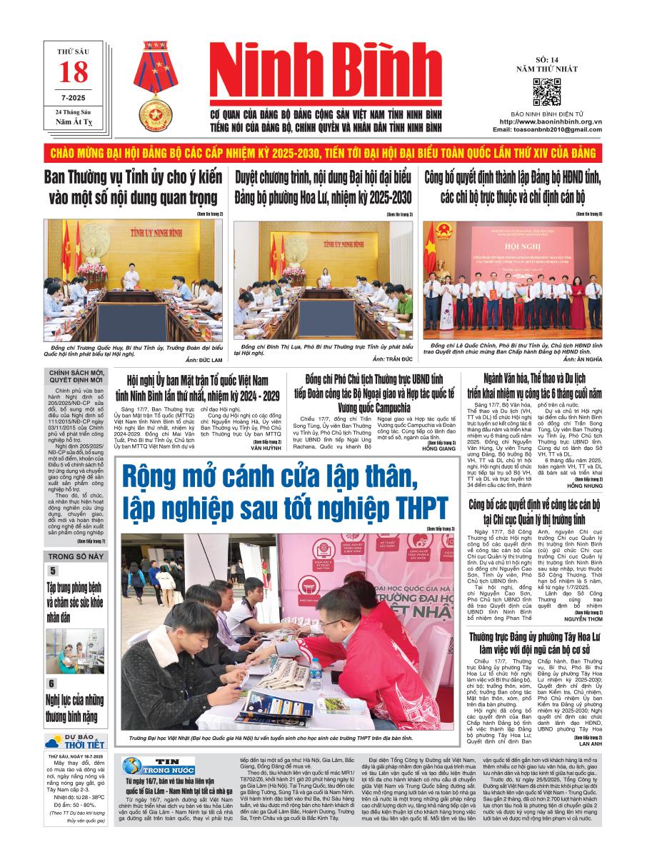 Ninh Bình thời sự số 14 (18/7/2025)