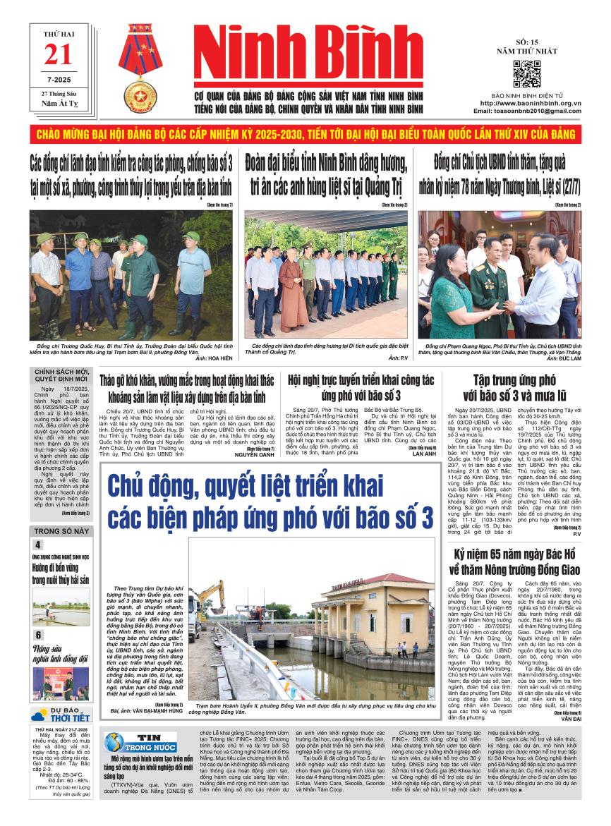 Ninh Bình thời sự số 15 (21/7/2025)