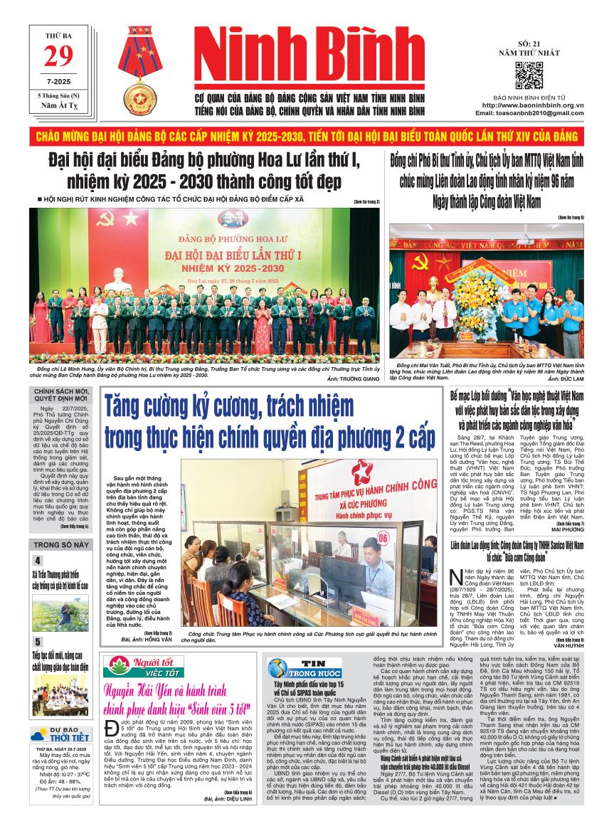 Ninh Bình thời sự số 21 (29/7/2025)