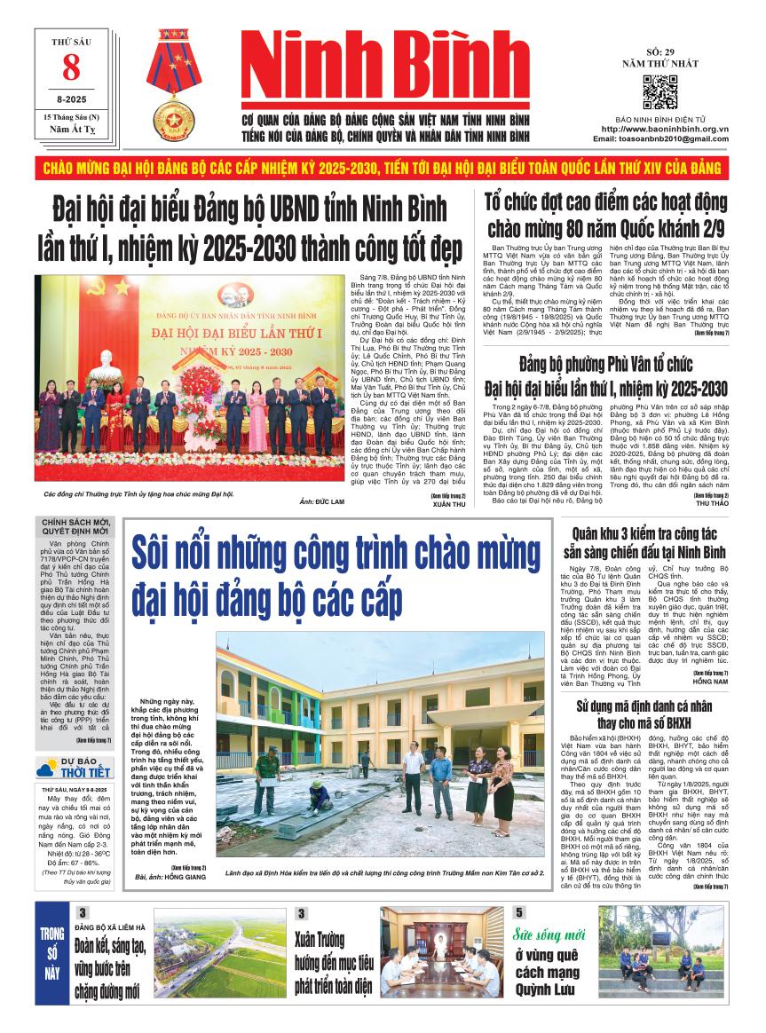 Ninh Bình thời sự số 29 (8/8/2025)