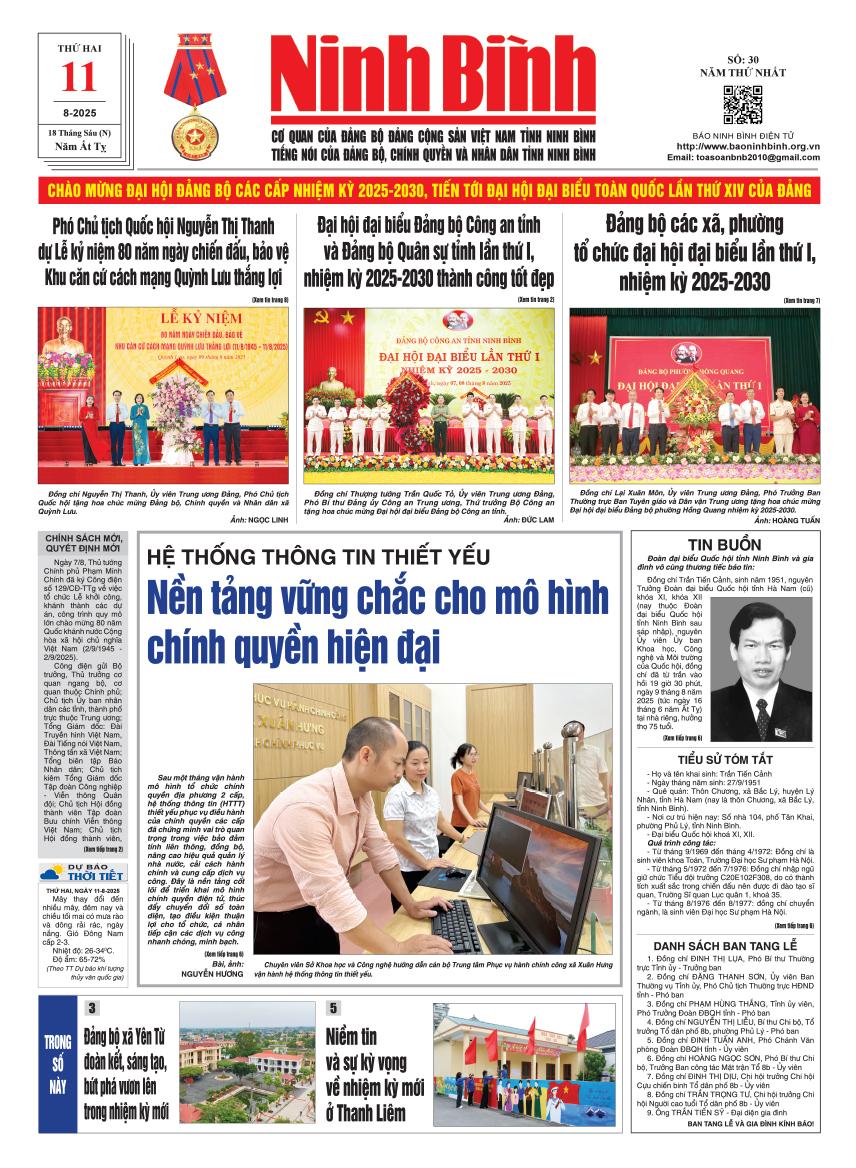 Ninh Bình thời sự số 30 (11/8/2025)