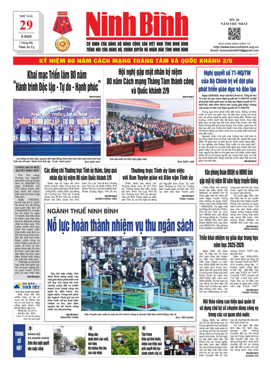 Ninh Bình thời sự số 44 (29/8/2025)