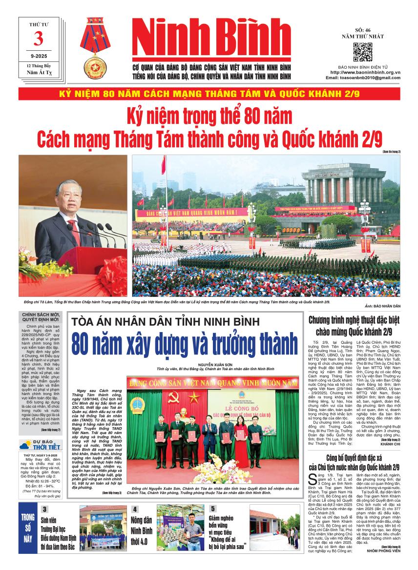 Ninh Bình thời sự số 46 (3/9/2025)