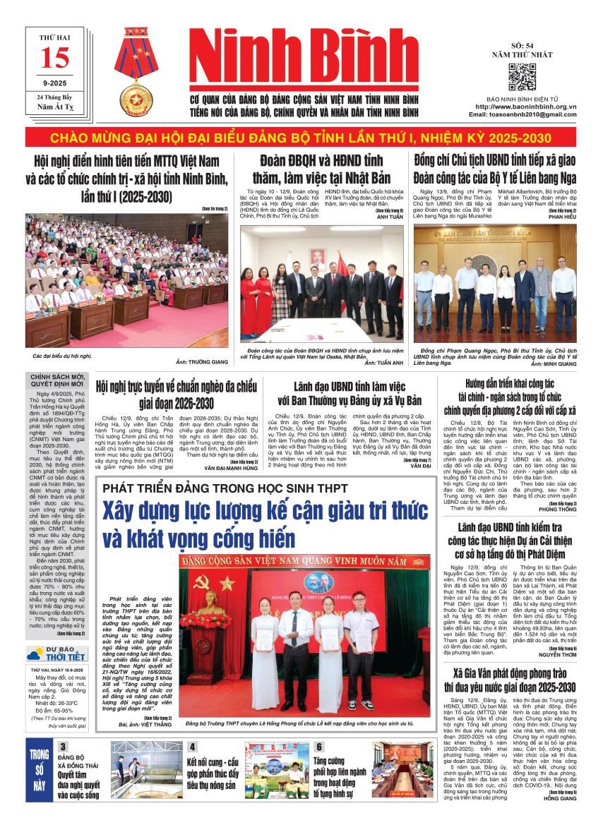 Ninh Bình thời sự số 54 (15/9/2025)