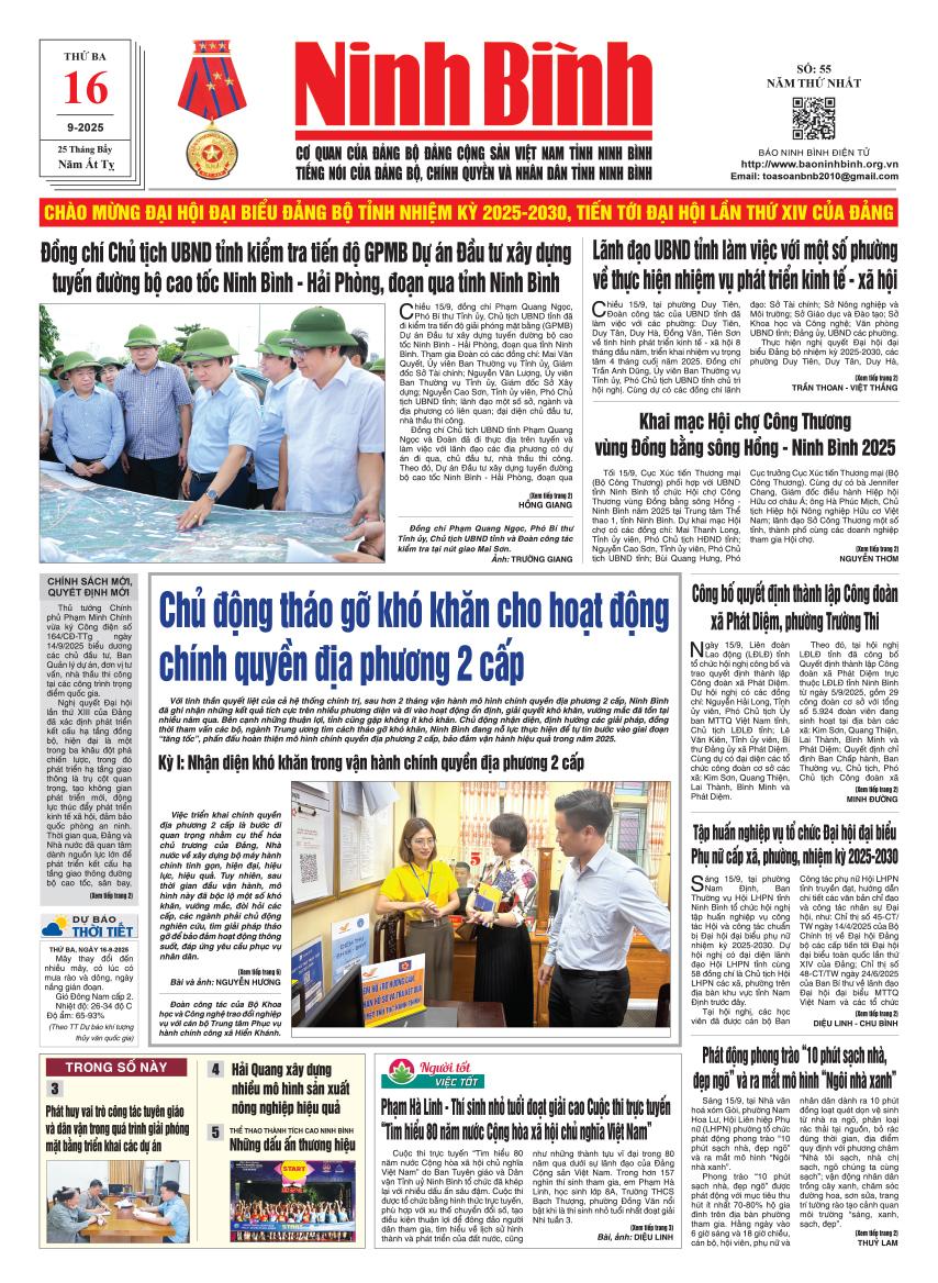 Ninh Bình thời sự số 55 (16/9/2025)