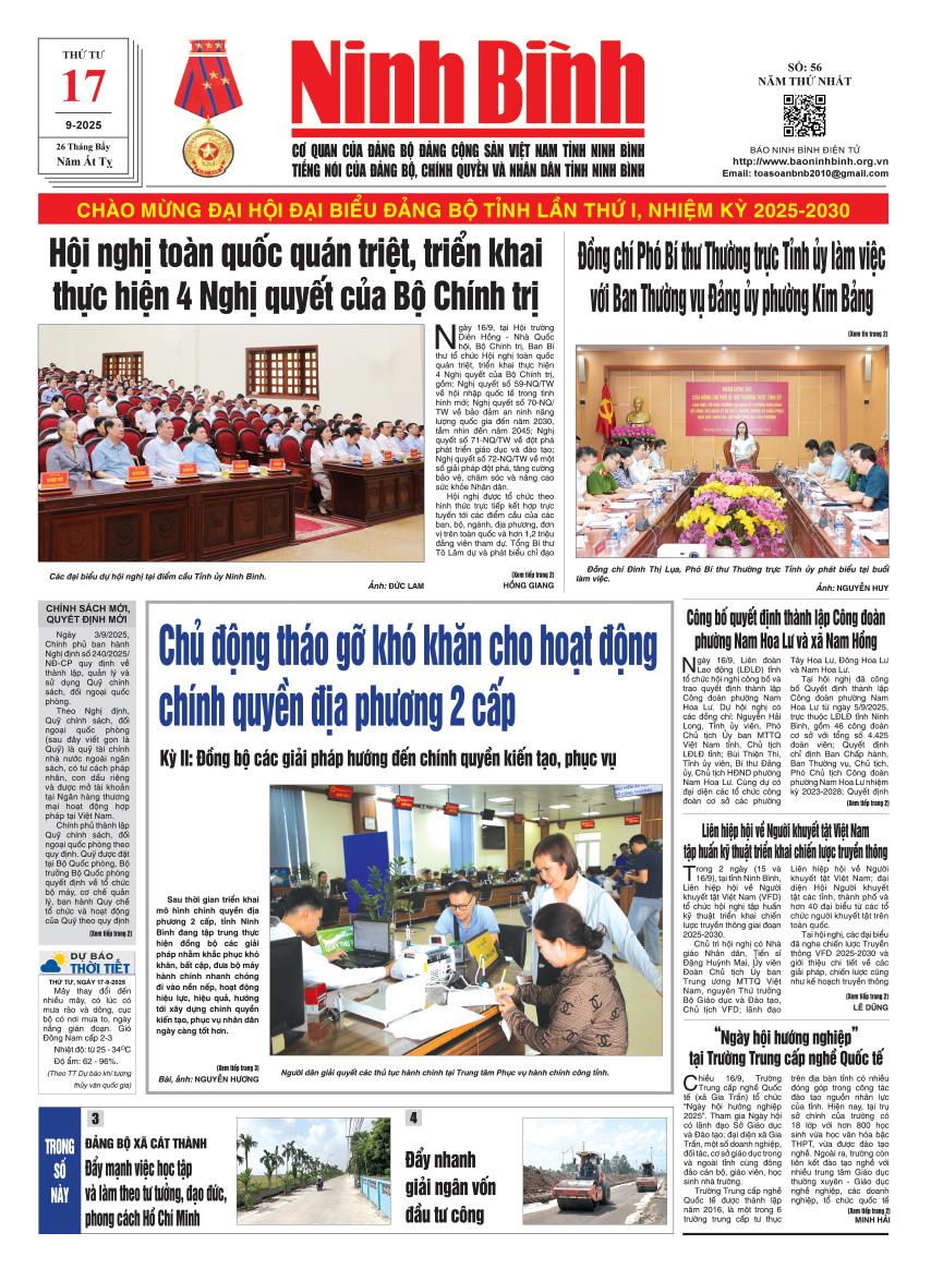Ninh Bình thời sự số 56 (17/9/2025)