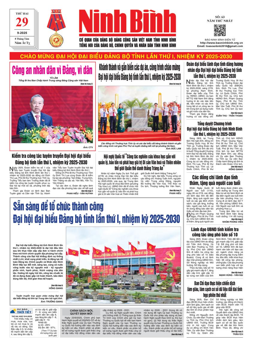Ninh Bình thời sự số 63 (29/9/2025)