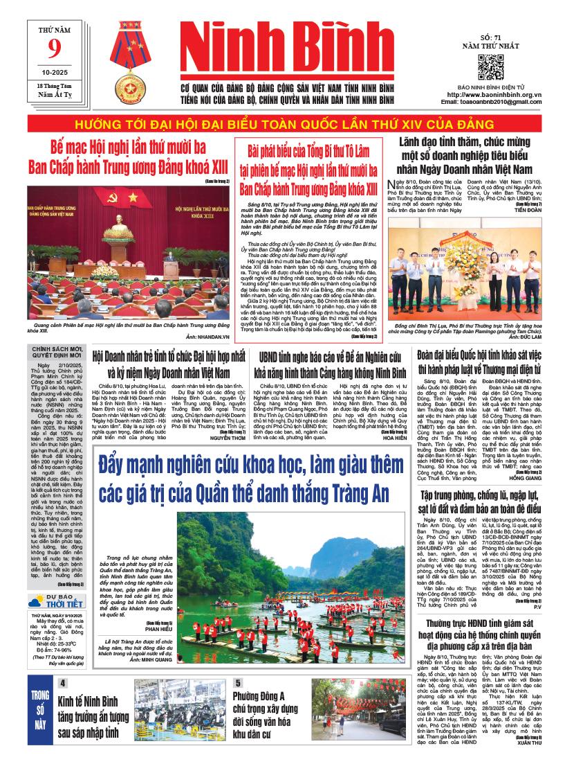 Ninh Bình thời sự số 71 (9/10/2025)