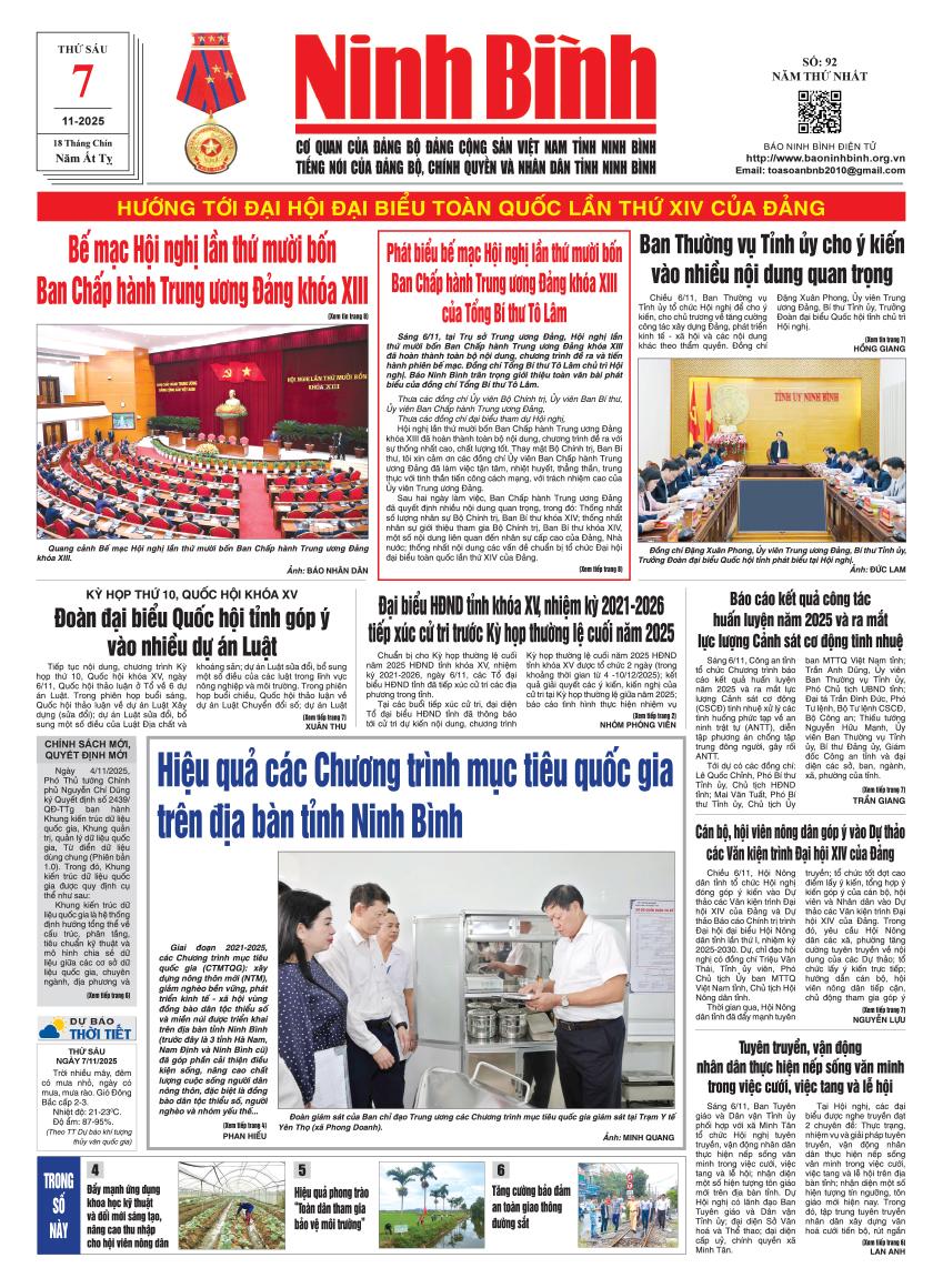 Ninh Bình thời sự số 92 (7/11/2025)