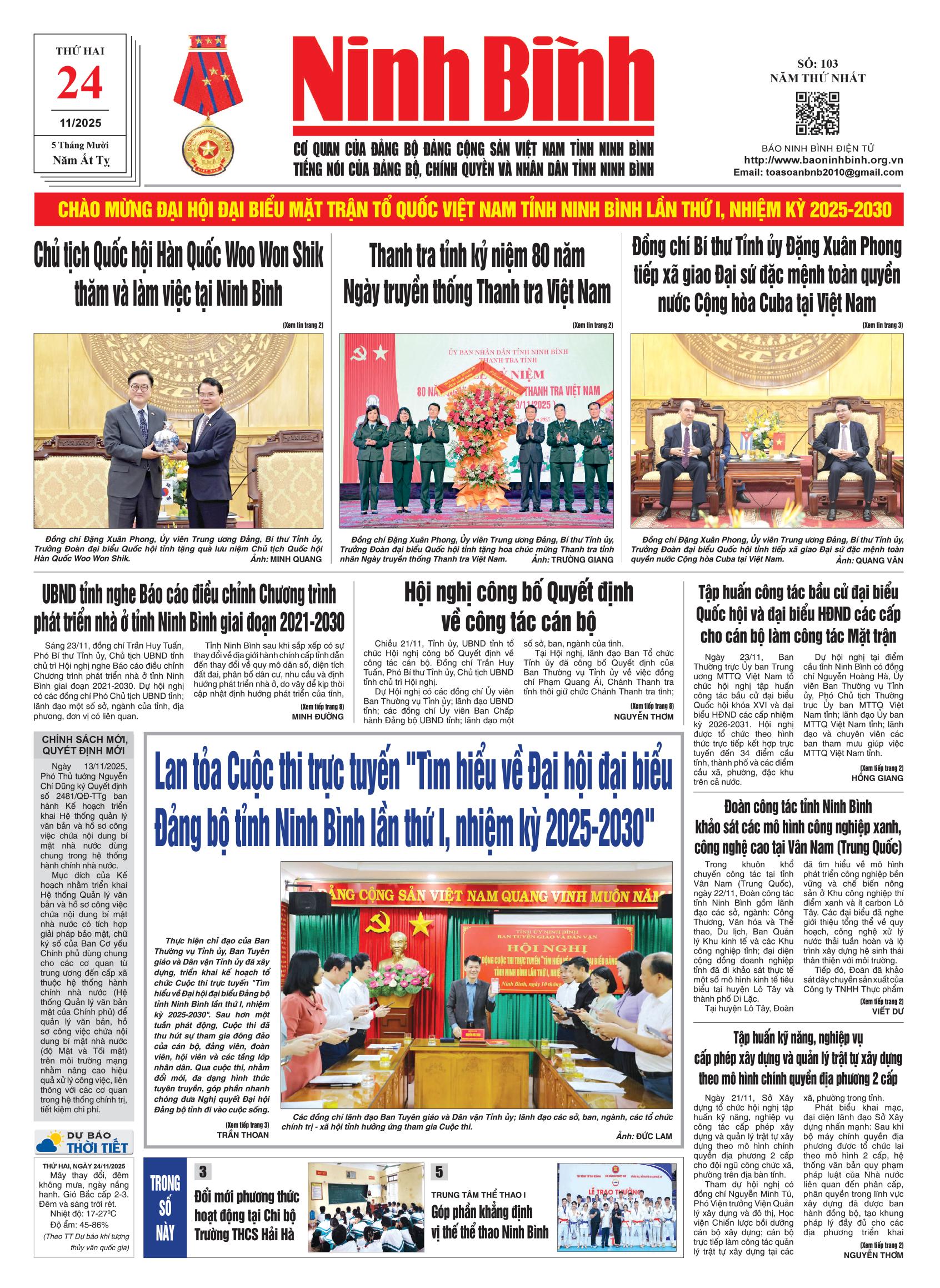 Ninh Bình thời sự số 103 (24/11/2025)