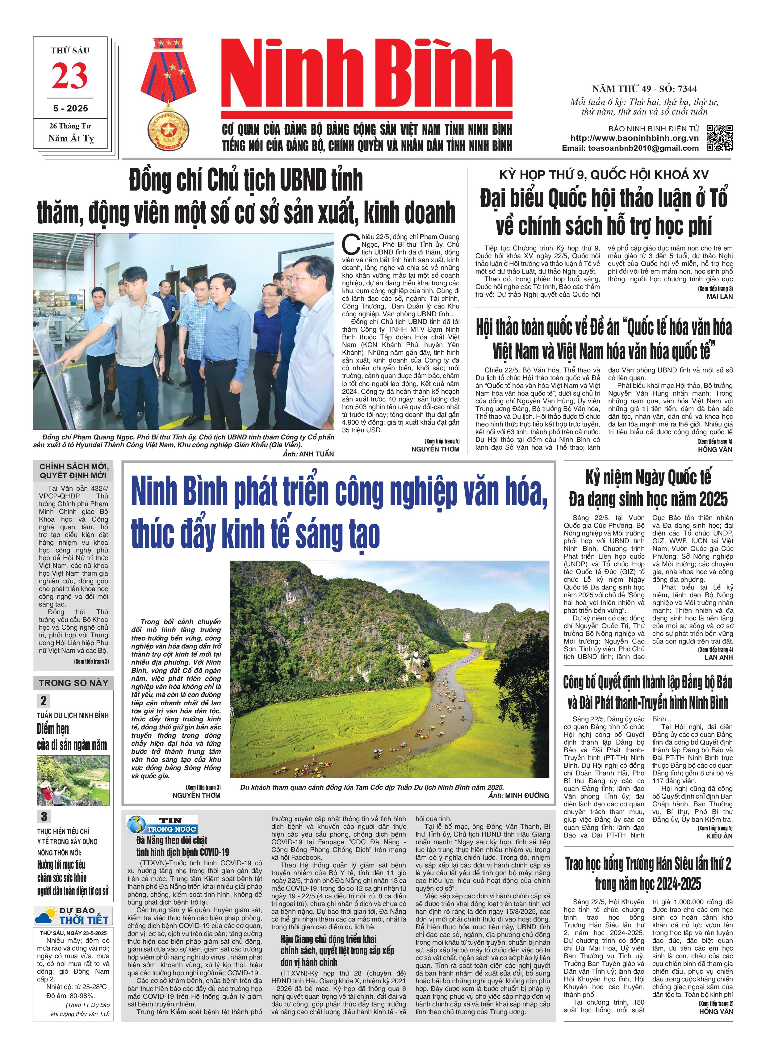 Ninh Bình thời sự số 7344 (23/5/2025)