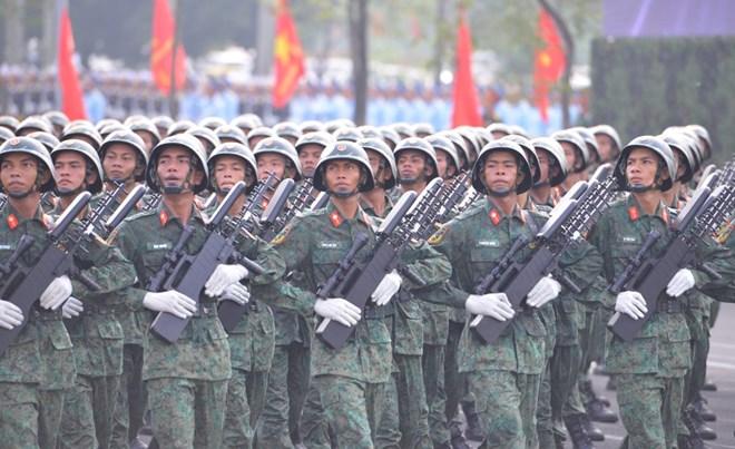 Hợp luyện diễu binh diễu hành chuẩn bị Lễ kỷ niệm 80 năm Quốc khánh ngày 9.7 tại Hà Nội. Ảnh: Hải Nguyễn/Báo Lao động