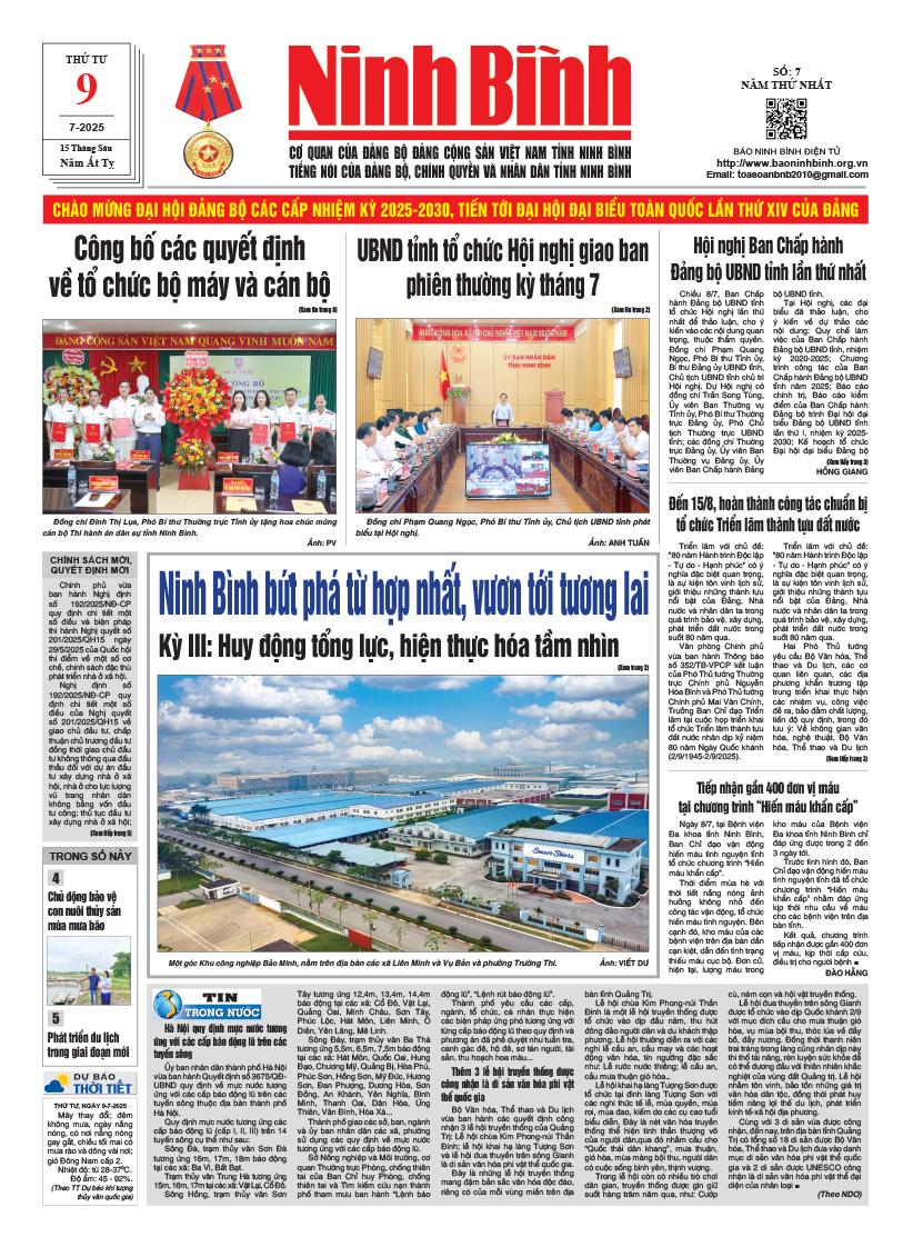 Ninh Bình thời sự số 7 (9/7/2025)