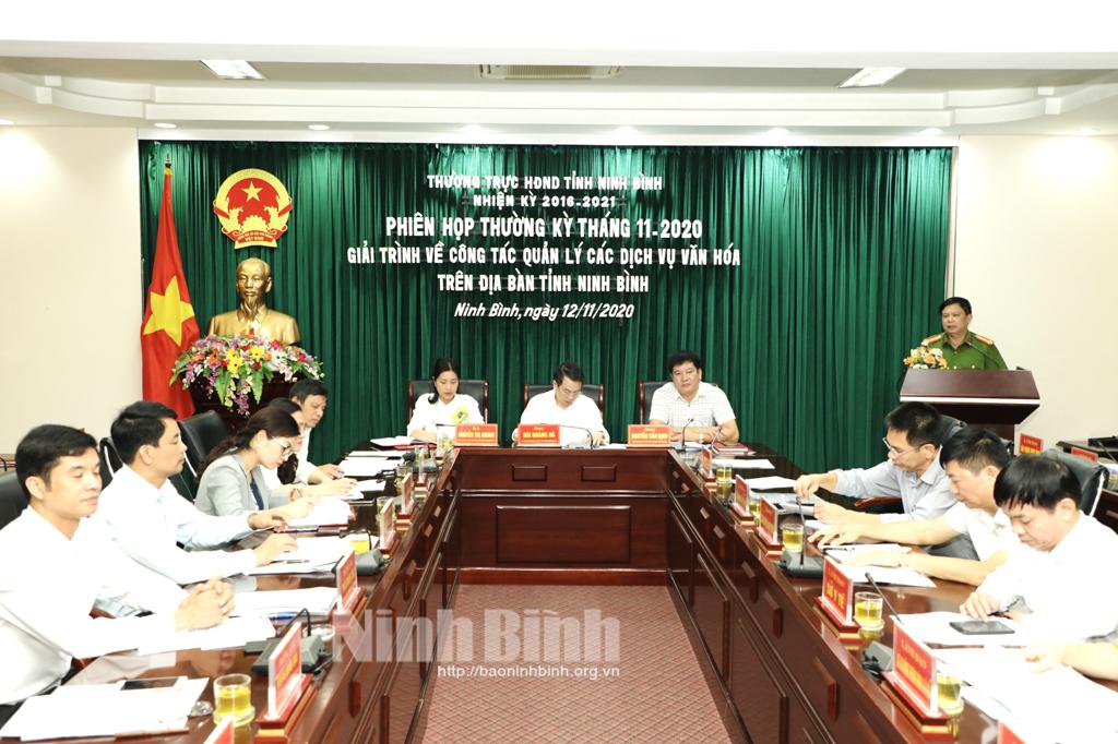 Thường trực HĐND tỉnh tổ chức phiên giải trình về công tác quản lý các dịch vụ văn hóa