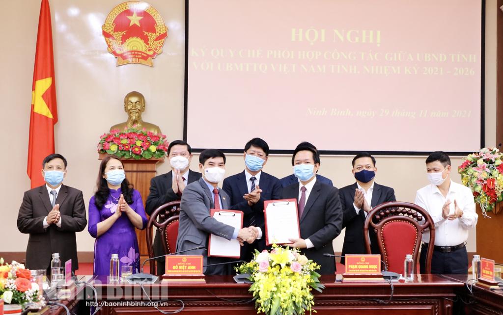Ký kết quy chế phối hợp công tác giữa UBND tỉnh với Ủy ban MTTQ Việt Nam tỉnh, nhiệm kỳ 2021-2026