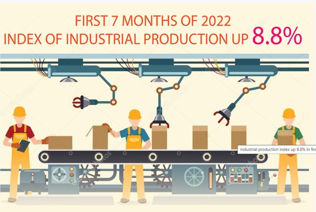 Industrial production index up 8.8% in first 7 months of 2022