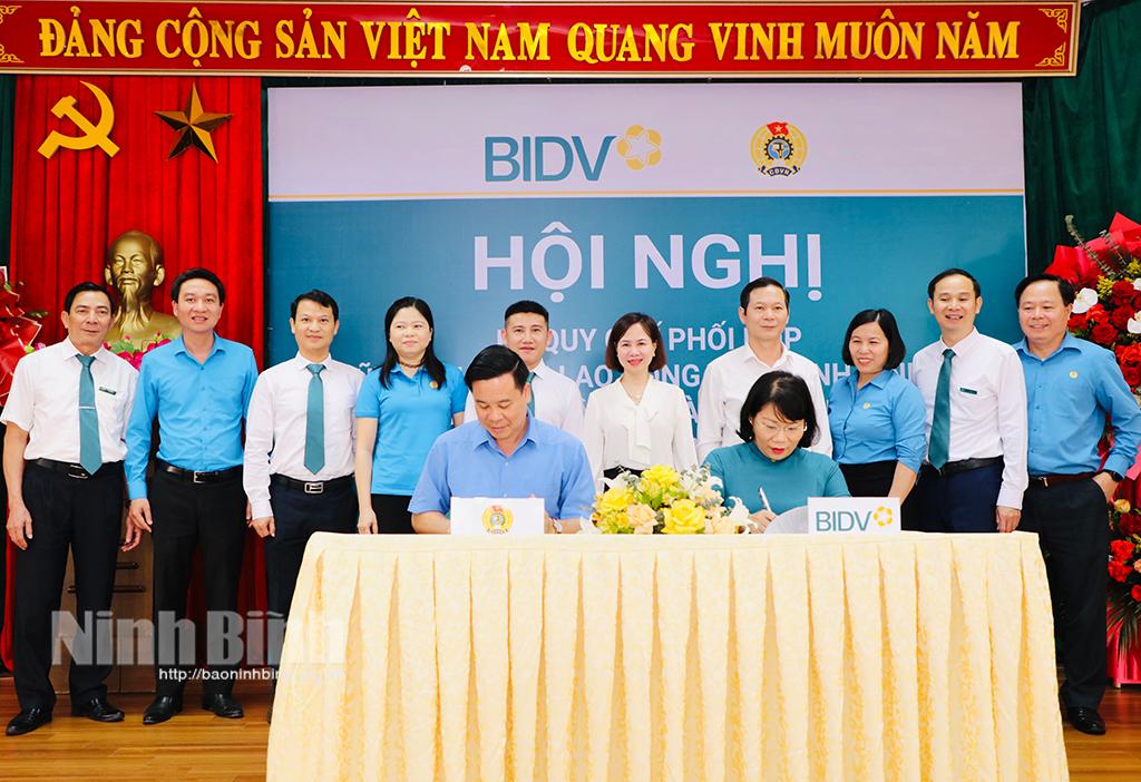 Ký kết phối hợp giữa LĐLĐ tỉnh và các chi nhánh Ngân hàng BIDV trên địa bàn tỉnh