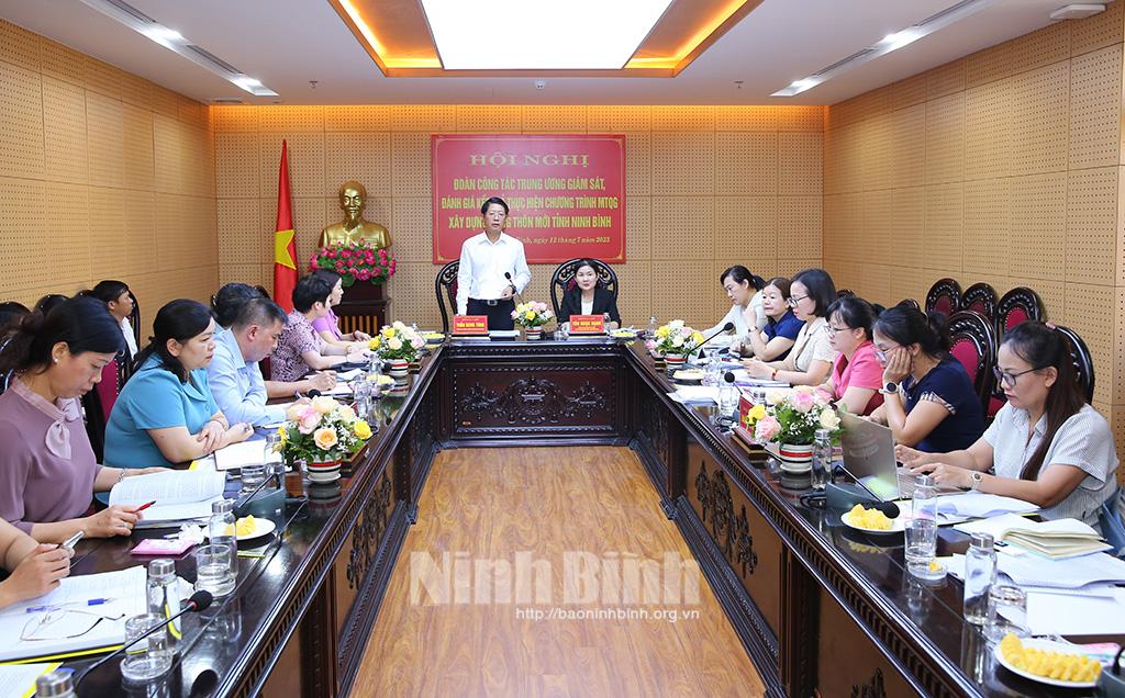 Đoàn công tác Trung ương giám sát, đánh giá kết quả thực hiện Chương trình Mục tiêu Quốc gia xây dựng Nông thôn mới tại tỉnh Ninh Bình