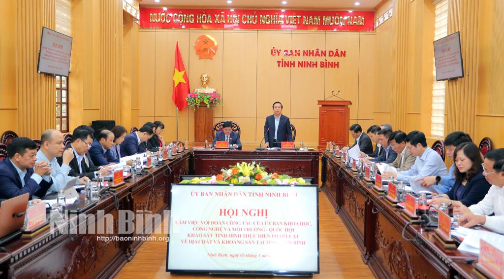 Đoàn công tác Ủy ban Khoa học, Công nghệ và Môi trường làm việc tại Ninh Bình