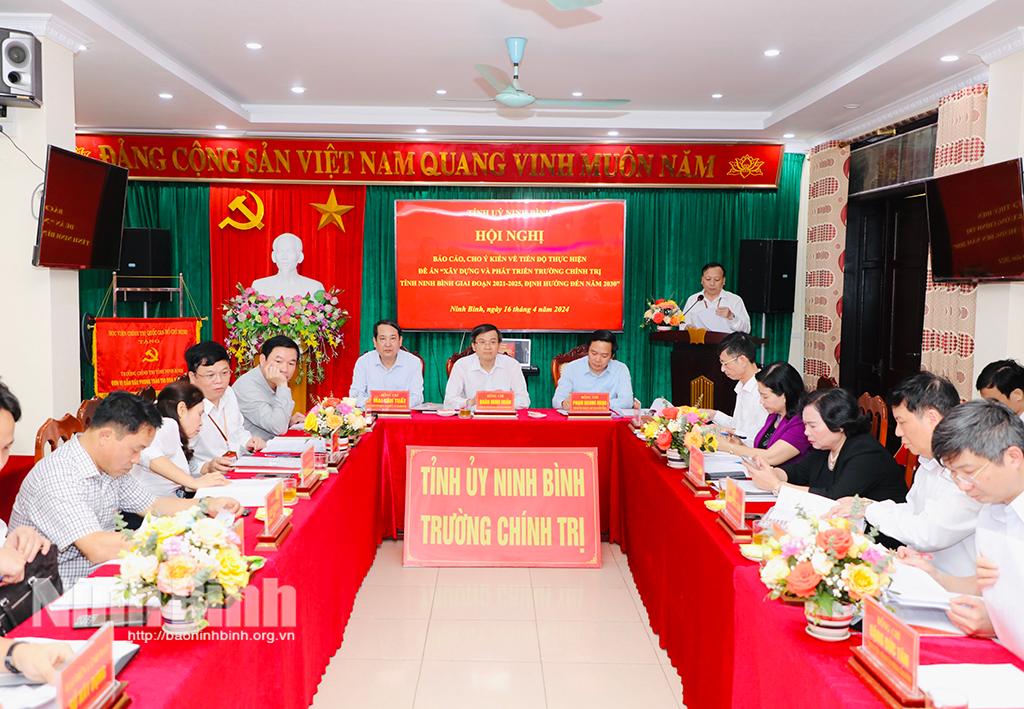 Hội nghị báo cáo, cho ý kiến về tiến độ thực hiện Đề án "Xây dựng và phát triển Trường Chính trị tỉnh giai đoạn 2021-2025, định hướng đến năm 2030"