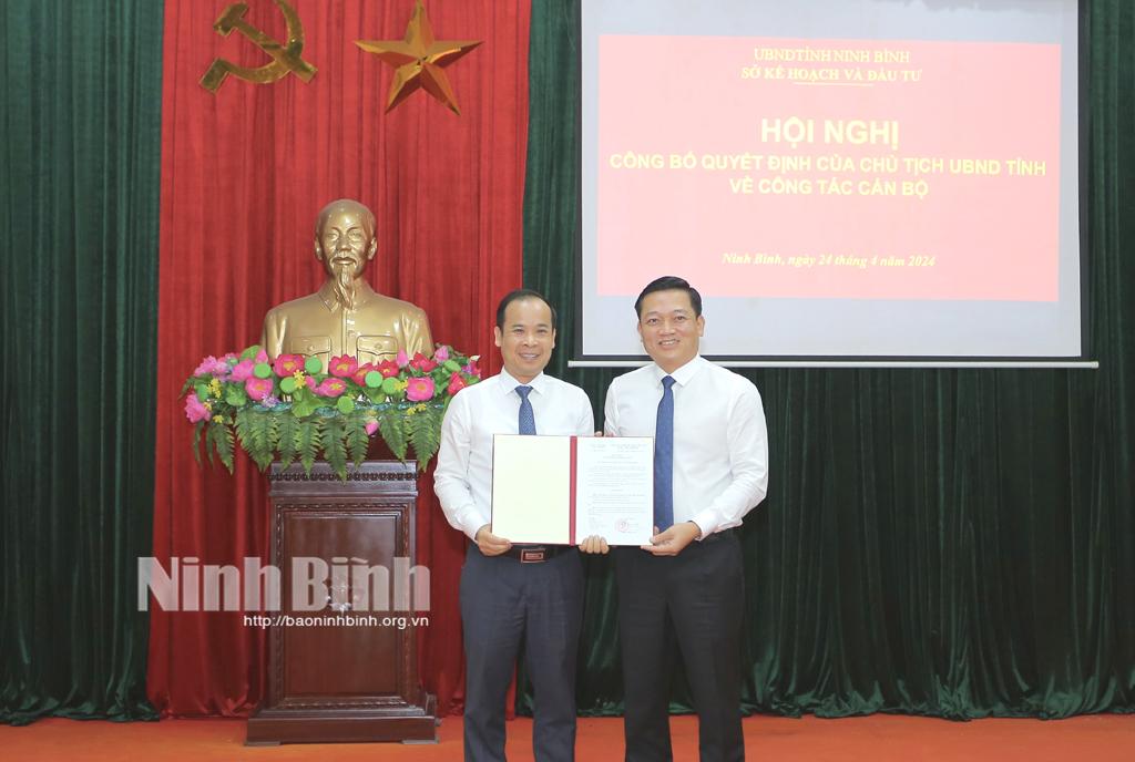 Đồng chí Dương Đức Quân được điều động, bổ nhiệm giữ chức Phó Giám đốc Sở Kế hoạch và Đầu tư