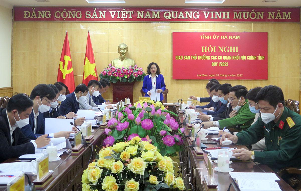 Thường trực Tỉnh ủy giao ban với thủ trưởng các cơ quan khối nội chính